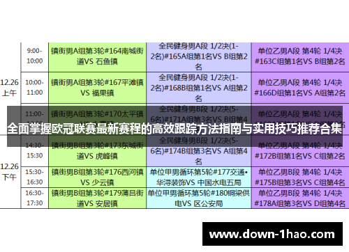 全面掌握欧冠联赛最新赛程的高效跟踪方法指南与实用技巧推荐合集